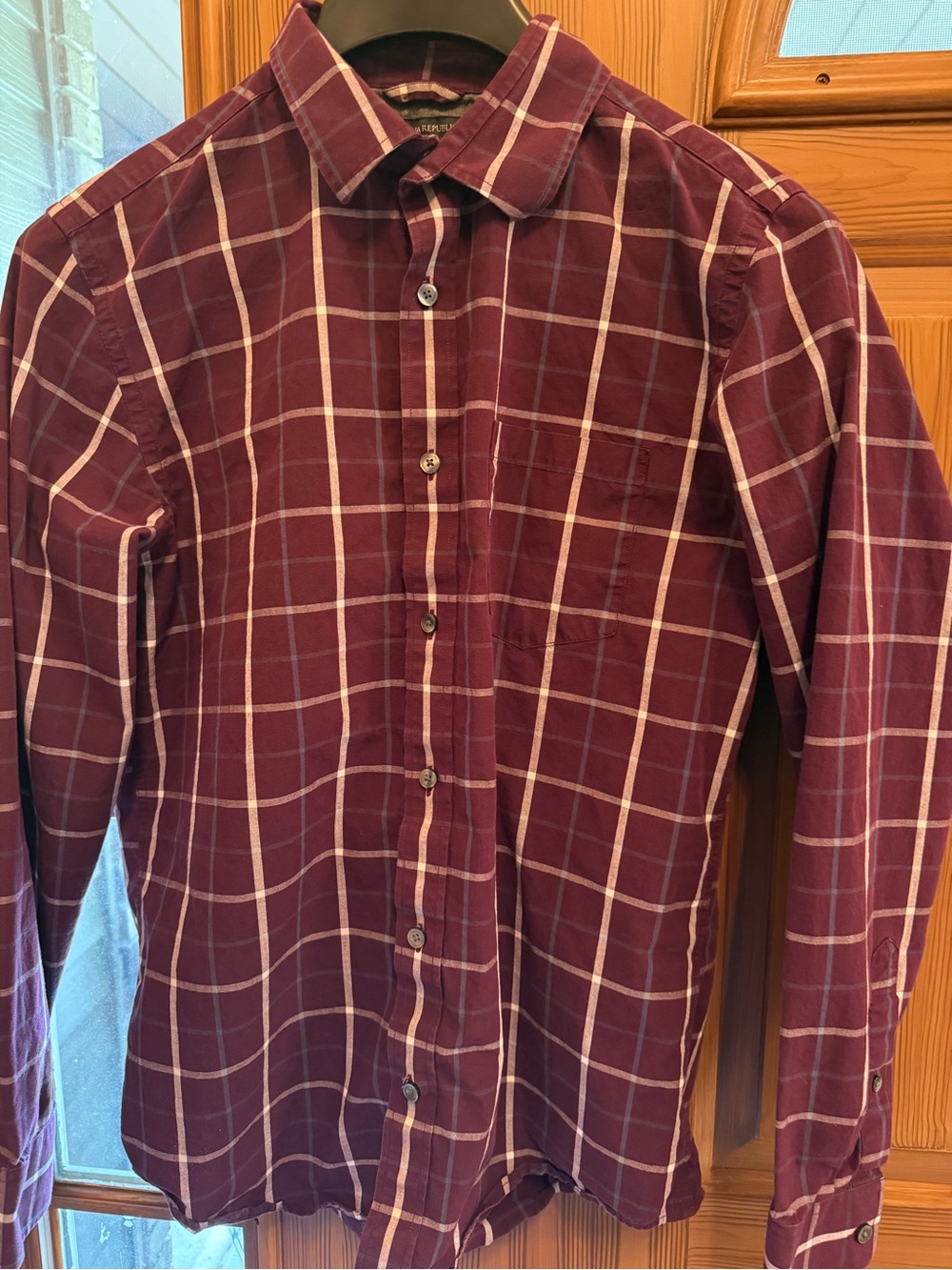 Banana Republic Burgundy Plaid Button-Down Shirt